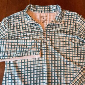 SanSoleil Pullover Mens XL Teal SolTek UPF 50 Golf Shirt Quarter Zip Grid Mesh